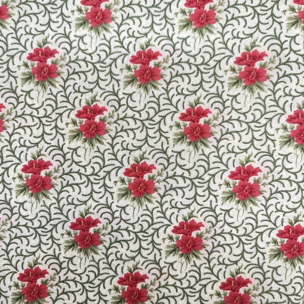 1-1/8yd Moda Fabrics Poinsettia Plaza 3 Sisters Red Floral Cotton Fabric #44295